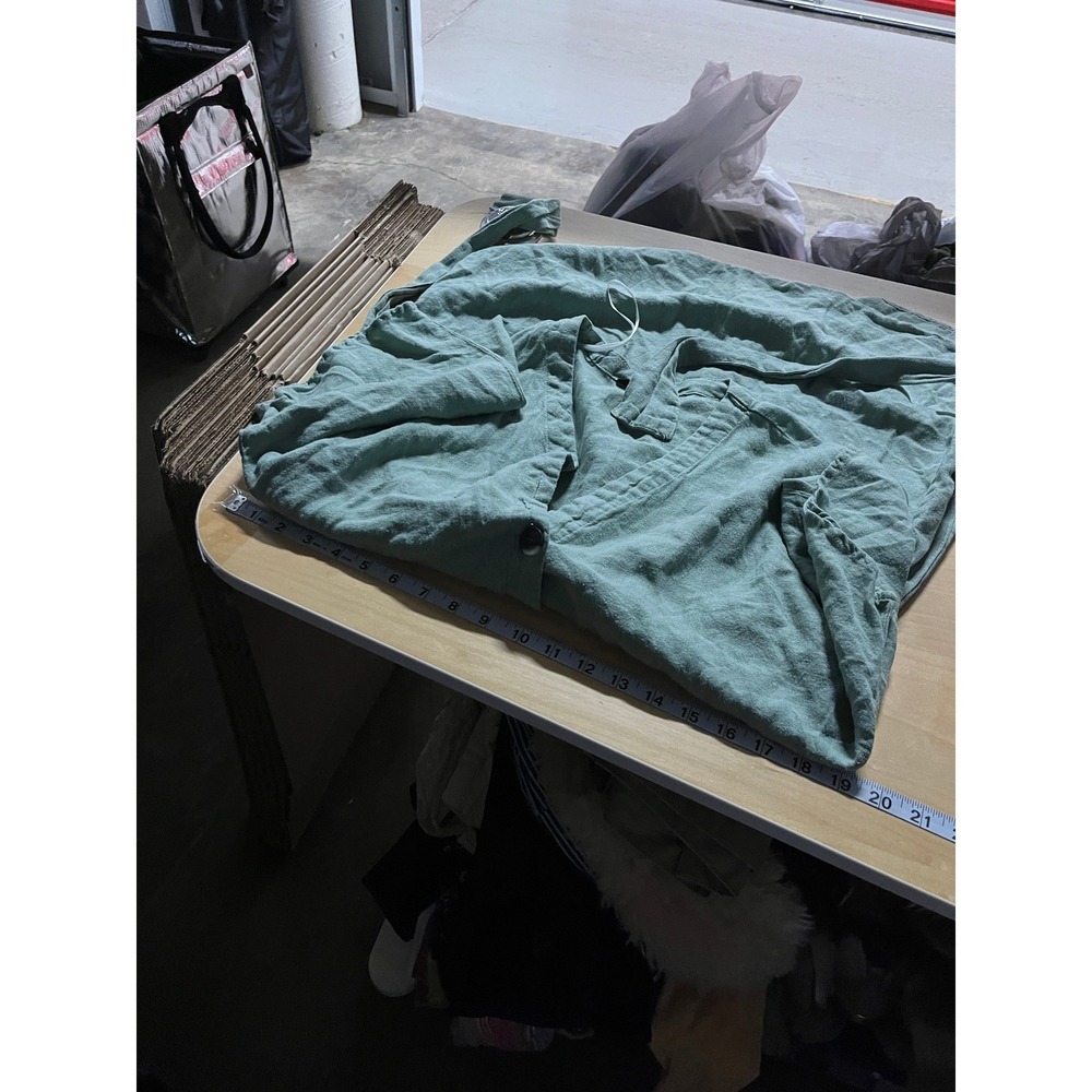 Womens Linen Blend Dress S Green Euro Summer Chic‎ Minimalist Capsule Resort - Picture 6 of 8